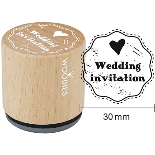 WDD Holzstempel rund - Wedding Invitation mit Herz