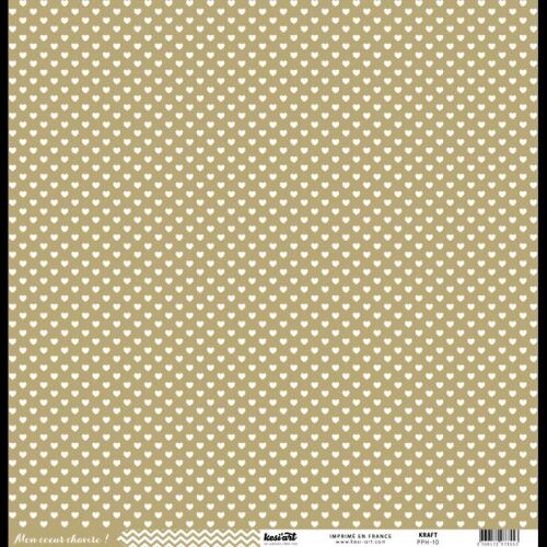 KSA Cardstock 12"x12" - Hearts/Coeur-Chavire Kraft