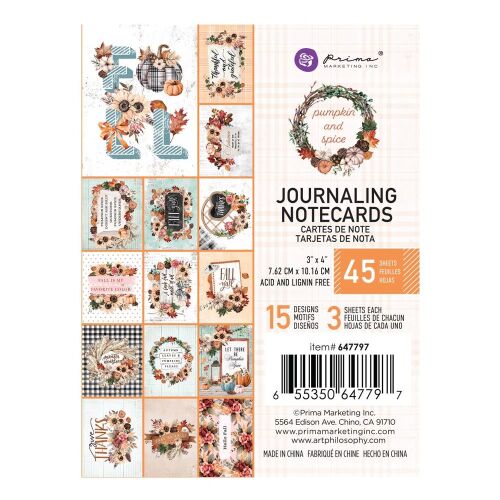 PRM Journaling Notecards 3x4" - Pumpkin and Spice