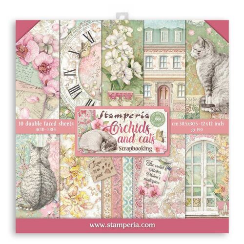 STP Paper Pad 12x12 - Orchids & Cats