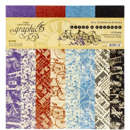 G45 Paper Pad 12"x12" - Lifes Journey Print & Solids