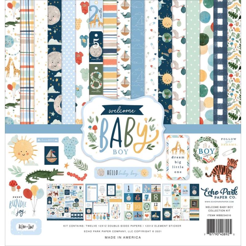 Echo Park Paper-Echo Park Collection Kit 12"X12"-Sweet Baby Boy 