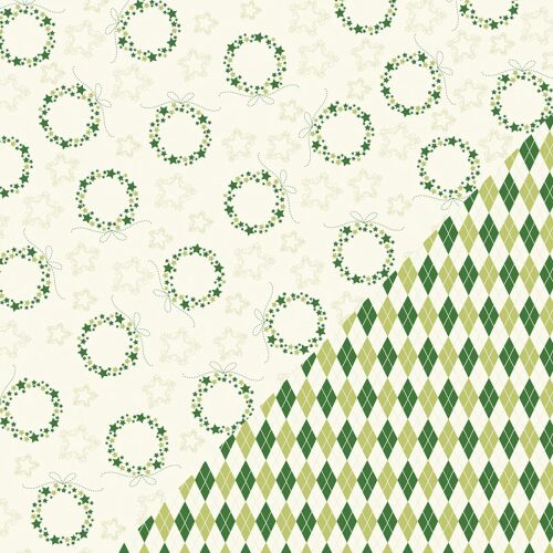 BAZ Cardstock - Christmas Wreath Argyle Green