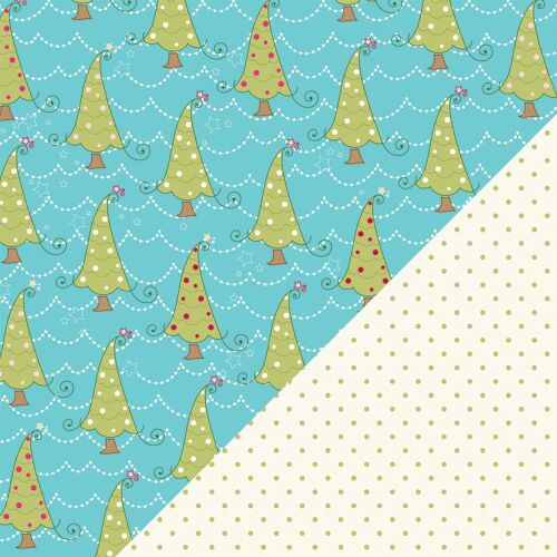 BAZ Cardstock - Whimsey Trees Green Dots