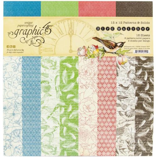 G45 Paper Pack 12"x12" - Bird Watcher Patterns & Solids