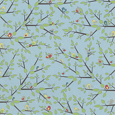 DCWV Cardstock - Green Woodland Branches