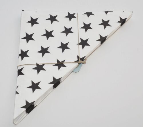 SRH Paper Art - 12 Stück Spitztüten aus Papier Schwarze Sterne