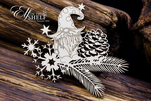 SNI Chipboard-Shapes/Laserstanzteile - Elf on the Shelf  Elf on a fir tree #1