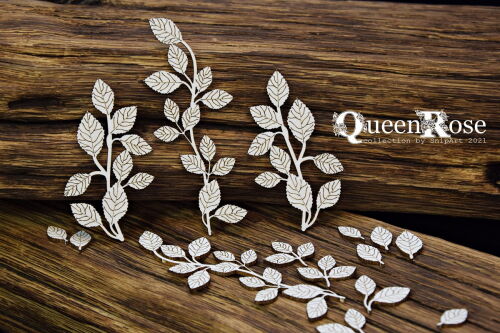 SNI Chipboard-Shapes/Laserstanzteile - Queen Rose Rose Leaves Twigs