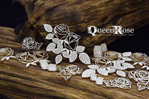 SNI Chipboard-Shapes/Laserstanzteile - Queen Rose Openwork Roses set