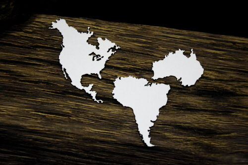 SNI Chipboard-Shapes/Laserstanzteile - Up in the Air Continents America Australia