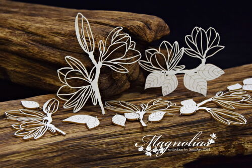 SNI Chipboard-Shapes/Laserstanzteile - Magnolias Openwork Magnolias large set