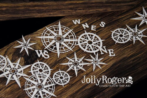 SNI Chipboard-Shapes/Laserstanzteile - Jolly Roger Compasses big set