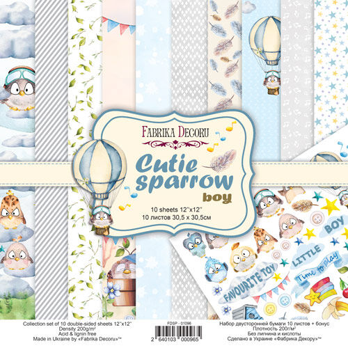 FDC Paper Pack 12x12" - Cutie Sparrow Boy