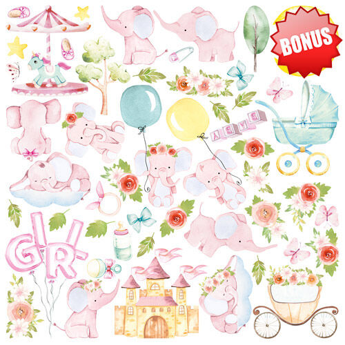 FDC Paper Pack 8x8" - My Cute Baby Elephant Girl