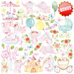FDC Paper Pack 8x8" - My Cute Baby Elephant Girl