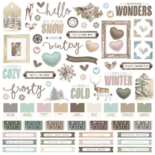 SST Sticker 12x12" - Simple Vintage Winter Woods Combo