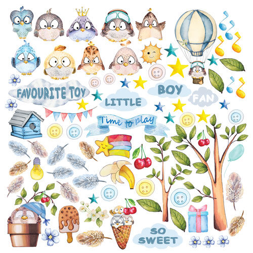 FDC Cut-Out Sheet 12"x12" - Cutie Sparrow Boy