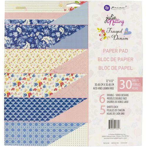 PRM Paper Pad 12"x12" - Julie Nutting Frayed Denim