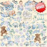 FDC Paper Pack 12x12" - Shabby Baby Boy Re-Design