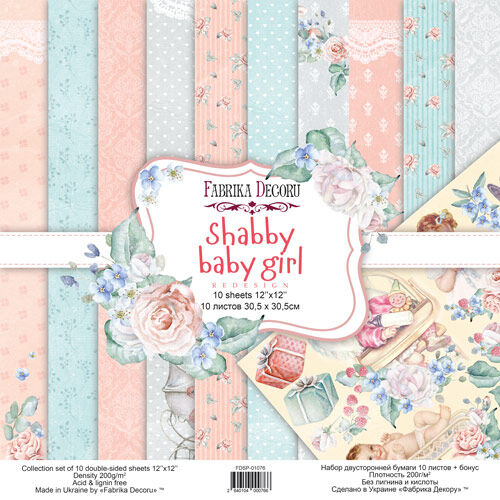 FDC Paper Pack 12x12" - Shabby Baby Girl Re-Design