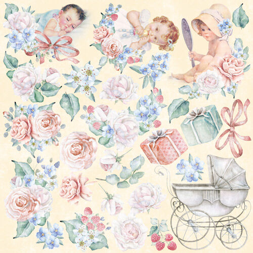 FDC Cut-Out Sheet 8"x8" - Shabby Baby Girl Re-Design