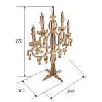 FDC Laserstanzteile MDF 3D - Candelabrum with Curls Mini #327