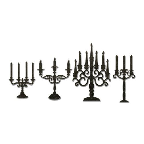FDC Chipboard-Set - Candlesticks with curls Black #588