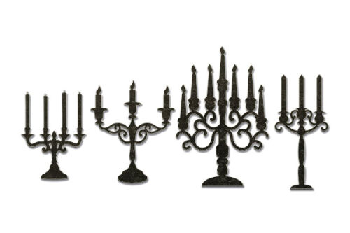 FDC Chipboard-Set - Candlesticks with curls Black #588