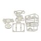 FDC Chipboard-Set - Vintage phones and suitcases Black #670