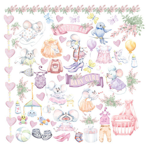 FDC Cut-Out Sheet 8"x8" - My Little Mousy GIrl