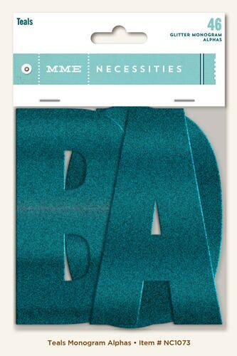 MYM Embellishment - Monogram Alphas Glitter Teal