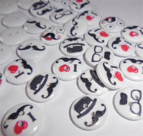 SRH Embellishments - Buttons/Knöpfe I Love Moustache 15 mm