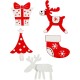 CCH Embellishments - Holzelemente Weiss-rote Weihnachten