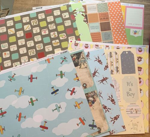 SRH Überraschungspaket 10 Bogen 12"x12" Papier/Cardstock-Mix Baby/KInder